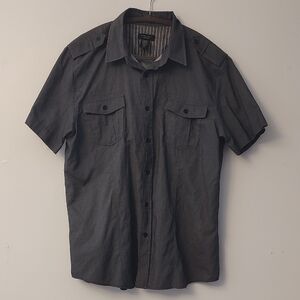 Structure Charcoal Gray Casual Button-Down Shirt L